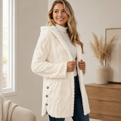 🧸50 % rabatt✨Varm damjacka med huva och rutmönster