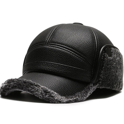 🧢 Tjock öronskyddande hatt av konstläder för män – Värme och skydd för vintern ✨
