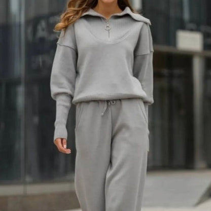 Odemknout styl a pohodlí - Half-Zipper Lapel Top a odpovídající Jogger