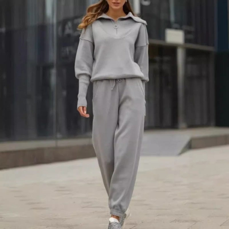 Odemknout styl a pohodlí - Half-Zipper Lapel Top a odpovídající Jogger