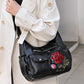 Γυναικεία τσάντα ώμου από vintage PU δέρμα με ανάγλυφη τριανταφυλλιά