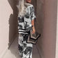 Γυναικείο casual σύνολο με V-shaped ντεκολτέ και μακρύ παντελόνι