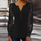 Μπλούζα με floral μοτίβο, μακρύ μανίκι, V-neckline και δαντέλα
