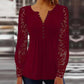 Μπλούζα με floral μοτίβο, μακρύ μανίκι, V-neckline και δαντέλα