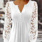 Μπλούζα με floral μοτίβο, μακρύ μανίκι, V-neckline και δαντέλα