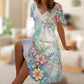 Χαλαρή γυναικεία φόρεμα με V λαιμόκοψη και floral print