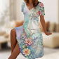 Χαλαρή γυναικεία φόρεμα με V λαιμόκοψη και floral print