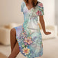 Χαλαρή γυναικεία φόρεμα με V λαιμόκοψη και floral print