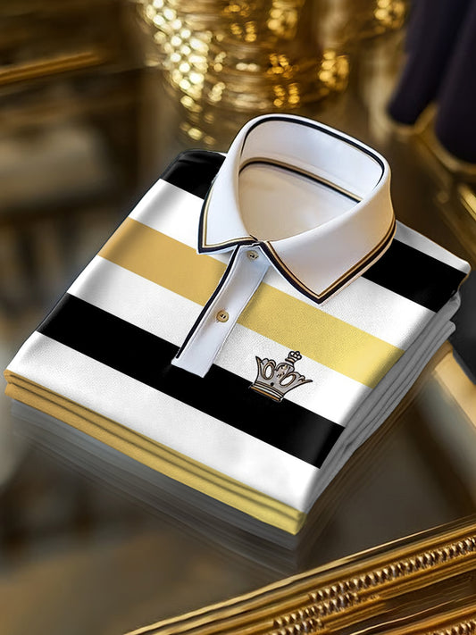 Retro Stripe Τέχνης Εκτύπωση Επιχειρήσεις Κοντομάνικο πουκάμισο