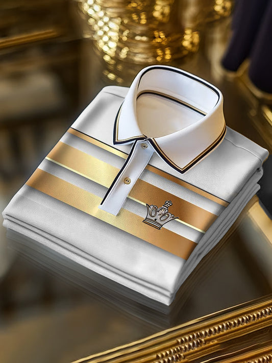 Κλασική λωρίδα Τέχνης Εκτύπωση Business Short-Sleeved Polo Shirt