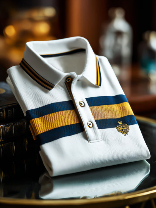 Retro Royal Stripe Premium Business Short-μάνικο