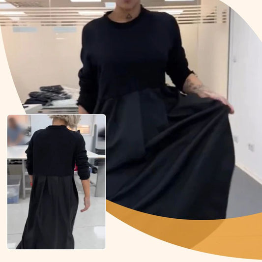 Γυναικείο casual φόρεμα με στρογγυλό λαιμό και μακριά μανίκια