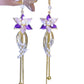 Κομψά σκουλαρίκια με φούντες και μοβ λουλούδια