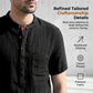 👕  Ανδρικό καλοκαιρινό πουκάμισο Henley με κοντά μανίκια, casual, από βαμβάκι και λινό