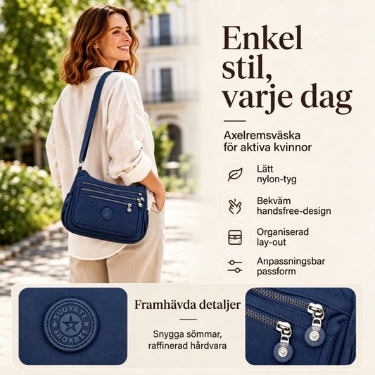 👜Fler fack, lätt pendling – Lätt nylonväska för dam att bära över axeln ✨