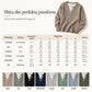💓 Mjuk Stickad Tröja för Dam med V-ringning, Knappslå och Lager-på-lager-look 👚
