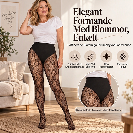🦵 Formgivande högtaljat strumpbyxor med spets och nät för kvinnor