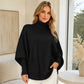 🍀 Kvinnlig turtleneck batärmade ärmar stickad tröja