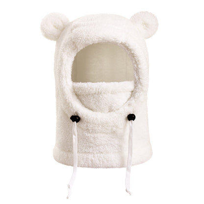 🧣 Varm halsduk med mössa för barn – Söta björnöron, bekväm och värmande ✨