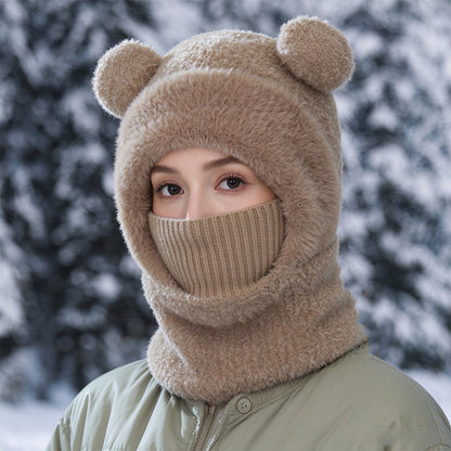 3-i-1 vinterbjörn mössa med halsduk och mask