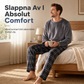 ✨Mjuk plyschstickad loungetröja och pyjamas för män – Rundhalsad enfärgad tröja och rutiga byxor ✨