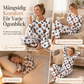 👚 Mjukt milk-silk pyjamas set för kvinnor – Långärmad topp och långbyxor, avslappnad loungedräkt ✨