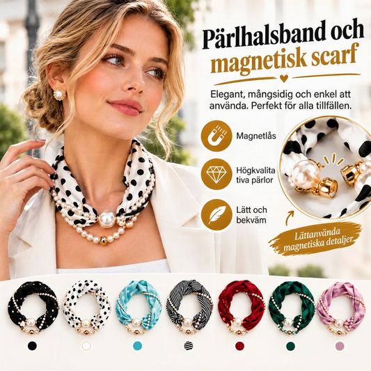 🤍 Pärlhalsband i form av halsduk – Elegant och unikt smycke ✨